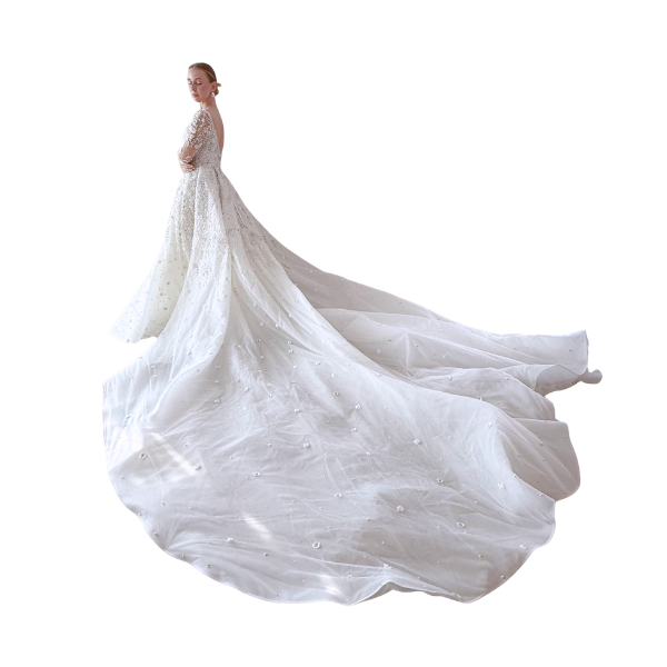 white christmas dresses FATIMA K DESIGNS SHIMMER A LINE WITH PUFF SLEEVE & BELT main image 1